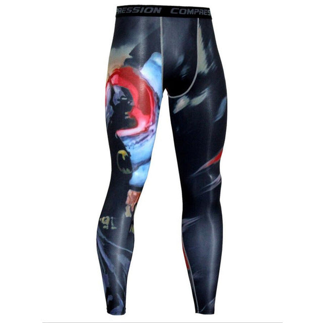 2017 New men printing leggings compression tight Sportswear jogging sport fitness Gym pant male trousers Run workout pants