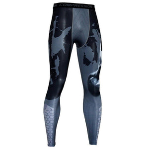 2017 New men printing compression tights pant leggings sport fitness Gym male trousers male capris of fitness pants of quick-dry