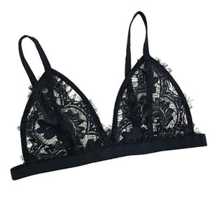 Sexy Women Bras Floral Sheer Hollow Out Lace Triangle