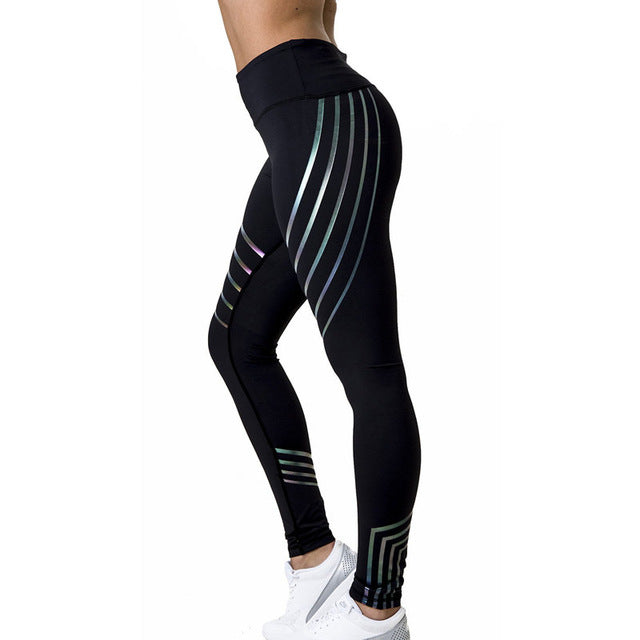 New Women Yoga Pants High Elastic Gym Fitness Sports Leggings Tights Running Workout Sportswear Woman Luminous Training Trousers