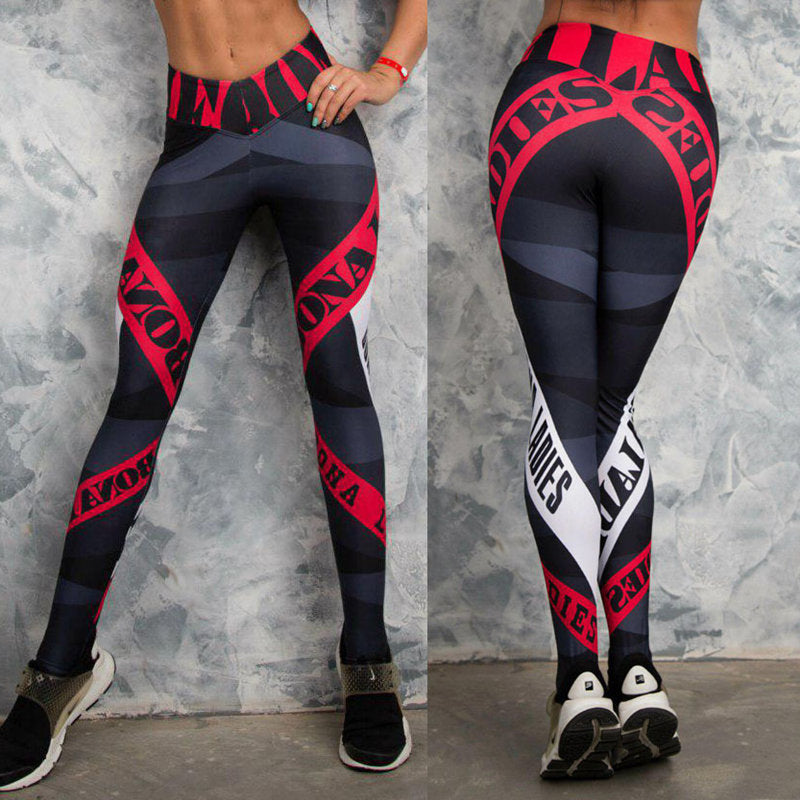 Women Yoga Pants Compression Elastic Gym Fitness Sport Printed Leggings