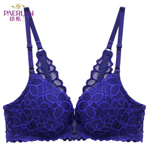 New Fashion Front Closure Lace Wire Free Bra Small Push Up