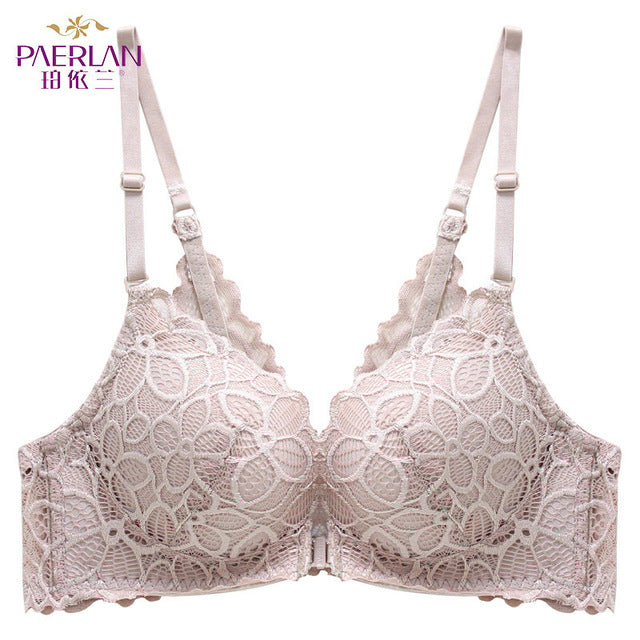 New Fashion Front Closure Lace Wire Free Bra Small Push Up